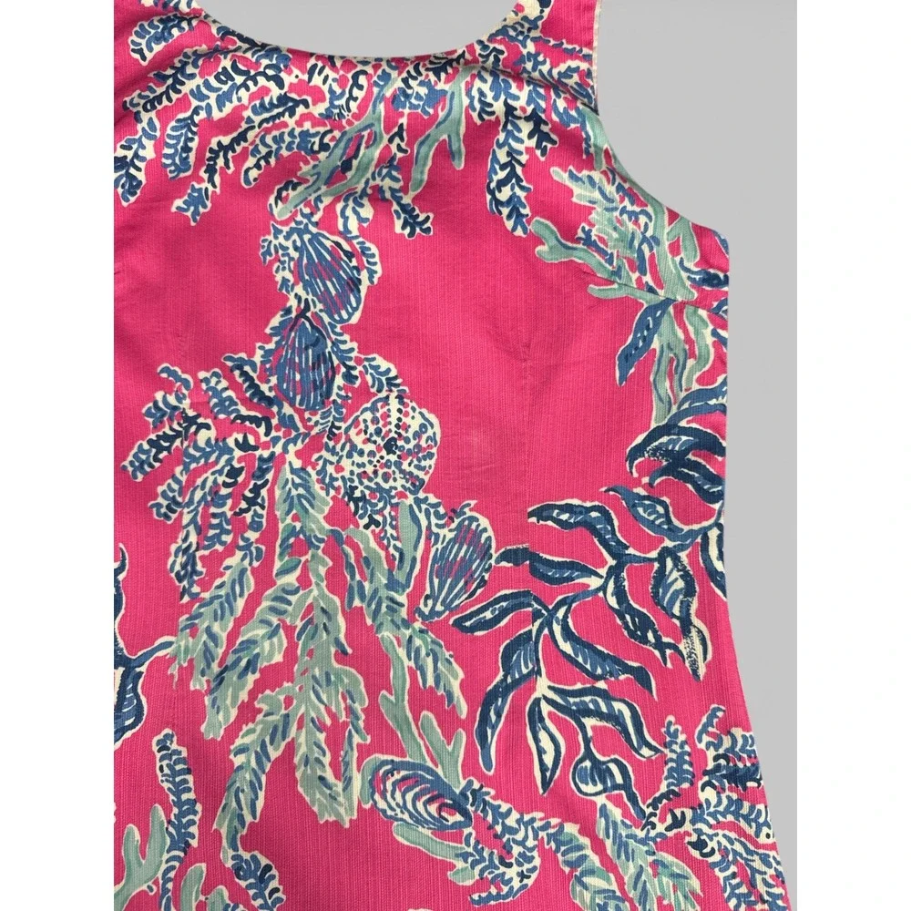 Lilly Pulitzer Girls Pink Coral Reef Print Shift Dress Starfish Zipper‎ Size 14